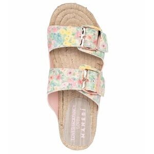 LOVESHACK FANCY X MANEBI NORDIC RAFFIA ESPADRILLE FLORAL SLIDE SANDALS S…